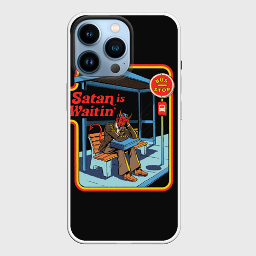 Чехол для iPhone 14 Pro с принтом Satan Waitin, вид спереди №1