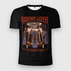 Мужская футболка 3D Slim Worship Coffee