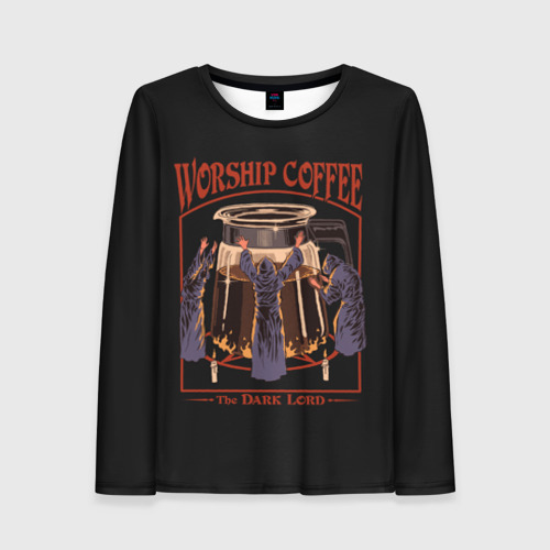 Женский лонгслив 3D Worship Coffee, цвет 3D печать