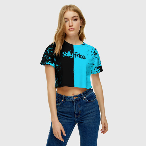Женская футболка Crop-top 3D Sally face Салли Фейс краски, цвет 3D печать - фото 3
