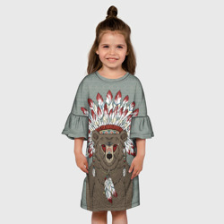 Детское платье 3D Медведь индеец - фото 2