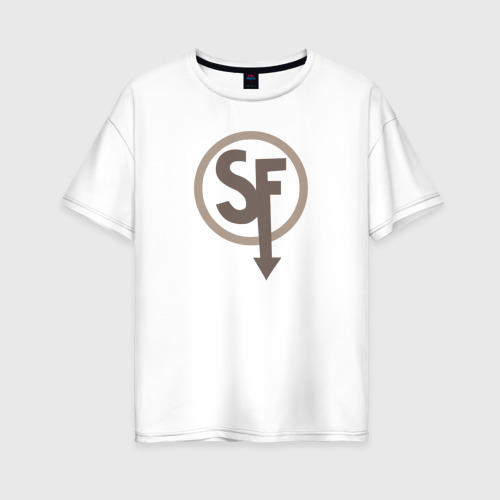 Женская футболка оверсайз из хлопка с принтом Ларри Sanity` fall, вид спереди №1
