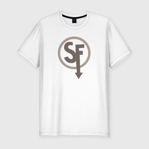 Мужская футболка приталенная из хлопка с принтом Ларри Sanity` fall, вид спереди №1