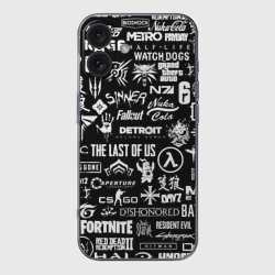Чехол для iPhone 16 силиконовый с защитой камеры Логотипы игр