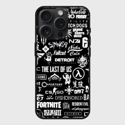 Чехол силиконовый для Apple iPhone 15 Pro Мax матовый Логотипы игр
