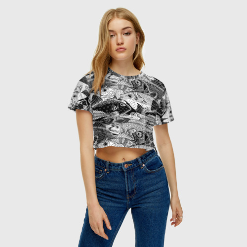 Женская футболка Crop-top 3D Рыбы, цвет 3D печать - фото 3