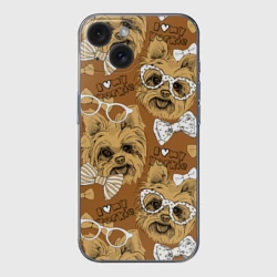 Чехол для iPhone 15 силиконовый с защитой камеры I love my Yorkie