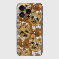 Чехол для iPhone 16 Pro Max силиконовый с защитой камеры I love my Yorkie