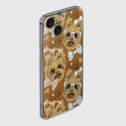 Чехол для iPhone 15 силиконовый с защитой камеры I love my Yorkie - фото 2