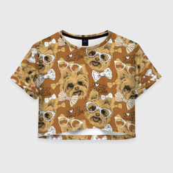 Женская футболка Crop-top 3D I love my Yorkie