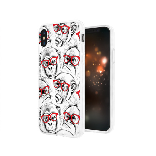 Чехол для Apple iPhone X силиконовый глянцевый Обезьяны Фото 01 Чехол для Apple iPhone X силиконовый глянцевый Обезьяны Фото 01