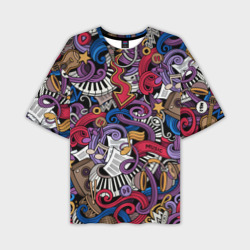 Мужская футболка oversize 3D Music collage