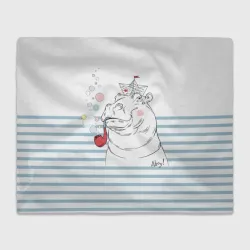 Плед 3D Белый бегемот моряк