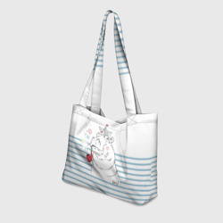 Пляжная сумка 3D Белый бегемот моряк - фото 2