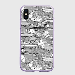 Чехол для iPhone XS Max матовый Рыбы графика