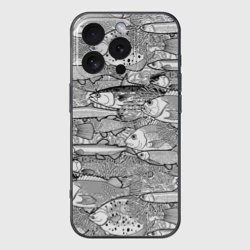Чехол для iPhone 16 Pro силиконовый с защитой камеры Рыбы графика