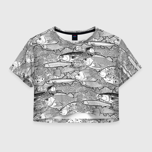 Женская футболка Cropp-top Рыбы Фото 01 Женская футболка Cropp-top Рыбы Фото 01