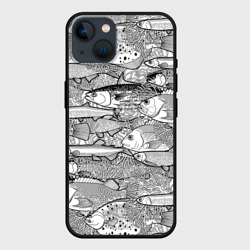 Чехол для iPhone 14 Рыбы графика