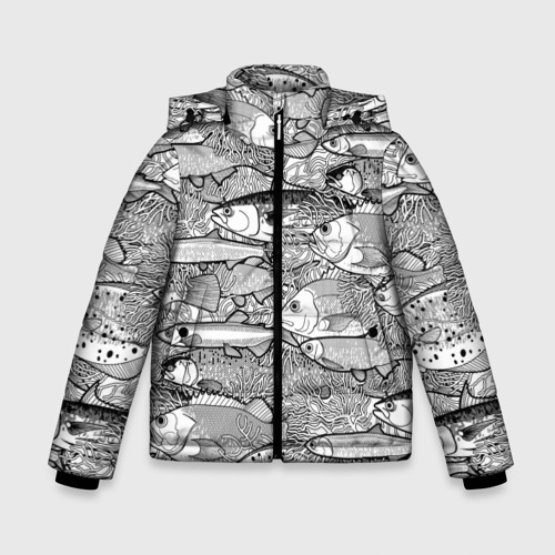 Зимняя куртка для мальчиков 3D Рыбы графика, цвет черный