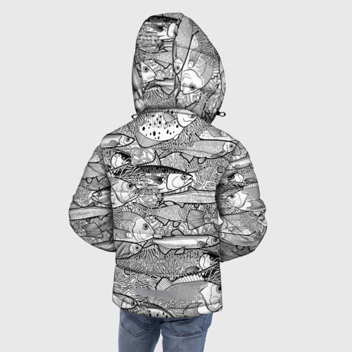 Зимняя куртка для мальчиков 3D Рыбы графика, цвет черный - фото 4
