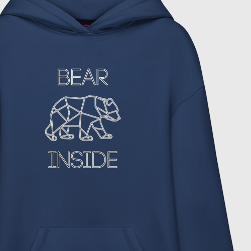 Худи SuperOversize хлопок Внутри медведь, цвет темно-синий - фото 3