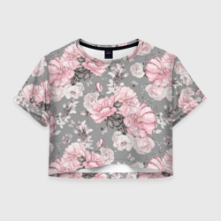 Женская футболка Crop-top 3D Розовые розы