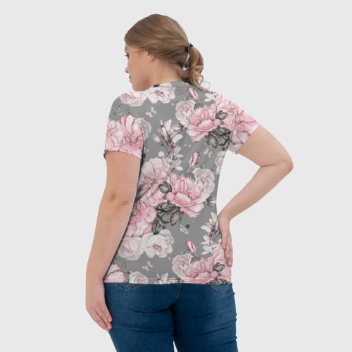 Женская футболка 3D Розовые розы, цвет 3D печать - фото 7