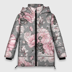 Зимняя куртка Оверсайз Розовые розы  (Женская)