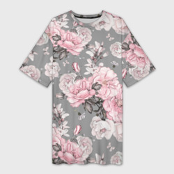 Платье-футболка 3D Розовые розы
