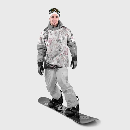 Накидка на куртку 3D Белые розы - розовые цветочки