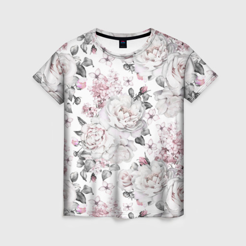 Женская футболка 3D Белые розы, цвет 3D печать