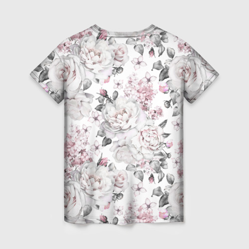 Женская футболка 3D Белые розы, цвет 3D печать - фото 2