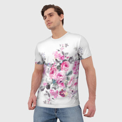 Мужская футболка 3D Розовые розы  - фото 2