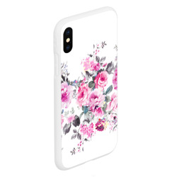 Чехол для iPhone XS Max матовый Розовые розы на белом - фото 2