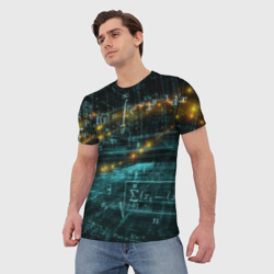Мужская футболка 3D Формулы в пространстве - фото 2
