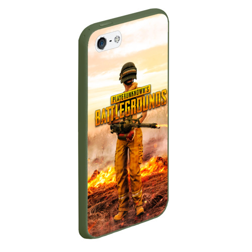 Чехол для iPhone 5/5S матовый PUBG, цвет темно-зеленый - фото 3