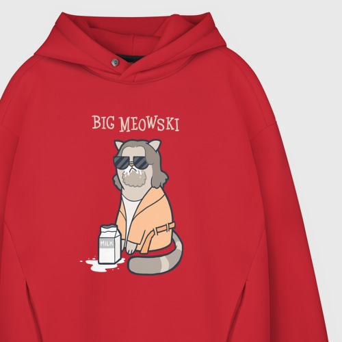 Мужское худи Oversize хлопок Big Meowski, цвет красный - фото 4