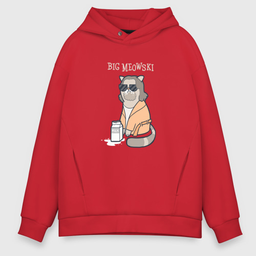 Мужское худи Oversize хлопок Big Meowski, цвет красный