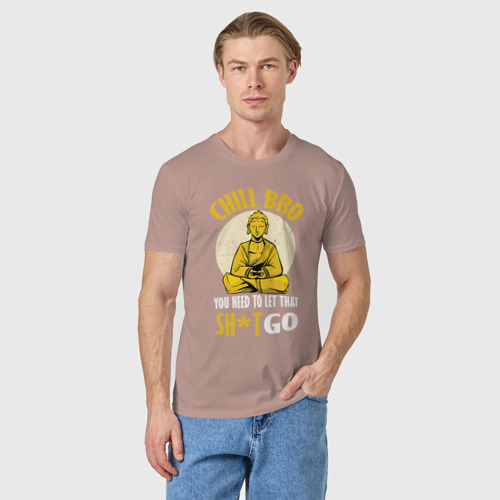Мужская футболка хлопок Забей на Проблемы Будда, цвет пыльно-розовый - фото 3
