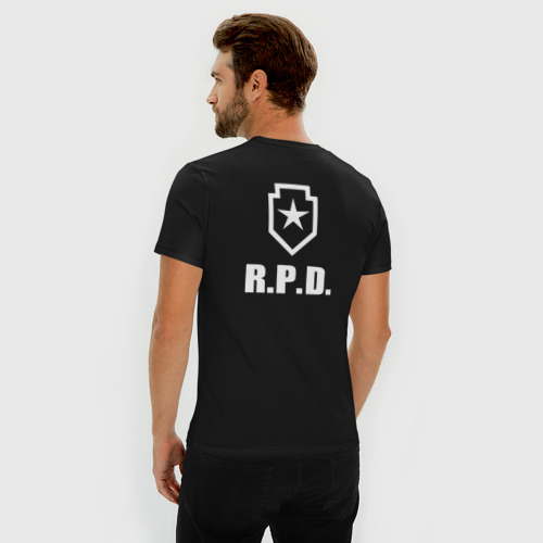 Мужская футболка хлопок Slim RE2 r.p.d. на спине, цвет черный - фото 4