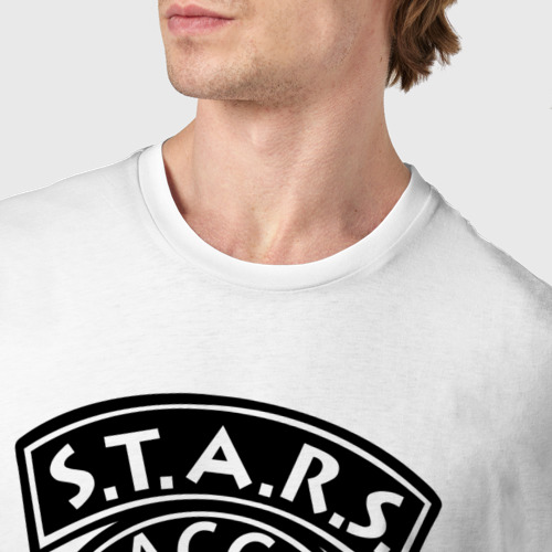 Мужская футболка хлопок S.t.a.r.s. Raccoon city, цвет белый - фото 6