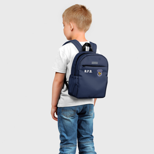 Детский рюкзак 3D с принтом STARS RACCOON CITY / RESIDENT EVIL | ОБИТЕЛЬ ЗЛА / RPD, фото на моделе #1