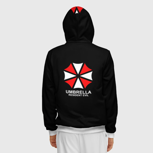 Мужская толстовка 3D на молнии Umbrella Corp на спине Обитель зла, цвет белый - фото 4