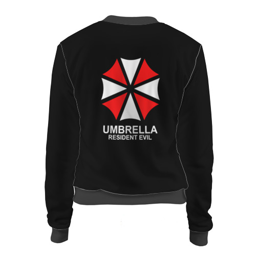 Женский бомбер 3D Umbrella Corp на спине Обитель зла, цвет черный - фото 2