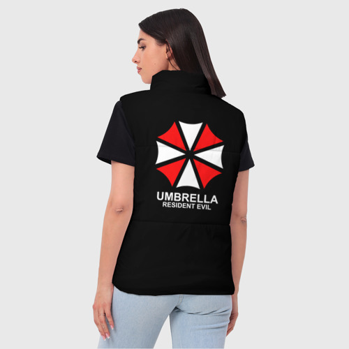 Женский жилет утепленный 3D Umbrella Corp на спине Обитель зла, цвет черный - фото 4