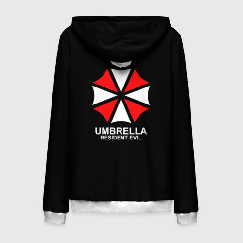 Мужская толстовка 3D на молнии Umbrella Corp на спине Обитель зла, цвет белый - фото 2