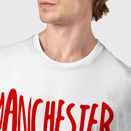 Мужская футболка хлопок Manchester is Red, цвет белый - фото 6