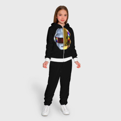 Костюм с принтом Daft Punk для ребенка, вид на модели спереди №3. Цвет основы: белый