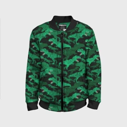 Детский бомбер 3D Зелёные тираннозавры - камуфляж