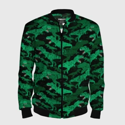 Мужской бомбер 3D Зелёные тираннозавры - камуфляж